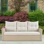 Alaterre Furniture Canaan All-Weather Wicker Outdoor Sofa with Cushions