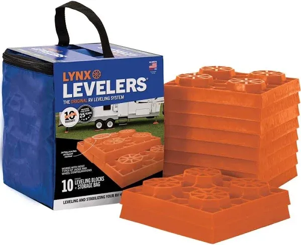 Tri-Lynx Lynx Levelers RV Leveling Blocks with Carry Bag, 10 Pack, Plastic