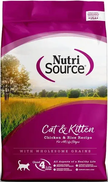 NutriSource Cat Kitten Dry Food, Chicken Rice