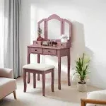 Roundhill Furniture Sanlo Vanity Make Up Table and Stool Set