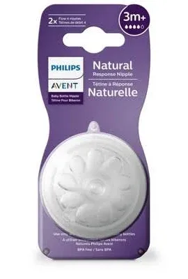 Philips Avent Natural Response Bottle Nipple 3m+  Pack of 4 Nipples