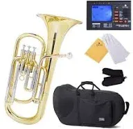 Mendini MBR-30 Intermediate Brass B Flat Baritone with Stainless Steel Pistons