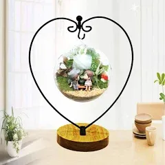 WAJJ Ornament Display Stand for Hanging Glass Terrarium Wood Base Creative Decoration for Home Garden Wedding Party Festival