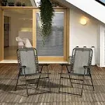 Outsunny 2 Pieces Outdoor Folding Chair Set, Portable Capimg Chairs with Armrest for Patio, Pool, Beach, Gray