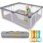 Baby Playpen 71”×59”, Extra Large Play Pen Playard for Babies and Toddlers Indoor & Outdoor Safety Yard Area, Kid Sturdy Center Fence with Soft Breathable Mesh, Playpen