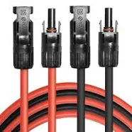 PHITUODA 5FT Black + Red 10AWG Solar Panel Extension Cable Wire, Solar Adaptor Cable with Female and Male Connector