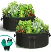 Vaadi 2-Pack 50 Gallon Grow Bags - Heavy Duty Fabric Planter w Reinforced Handle