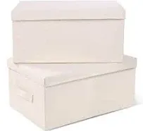 Storage Bin 2 Pack, Large Storage Bins with Lids, Decorative Storage Boxes Fabri