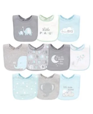 Luvable Friends Baby Girl Interlock Cotton Drooler Bibs, Girl Basic Elephant, One Size