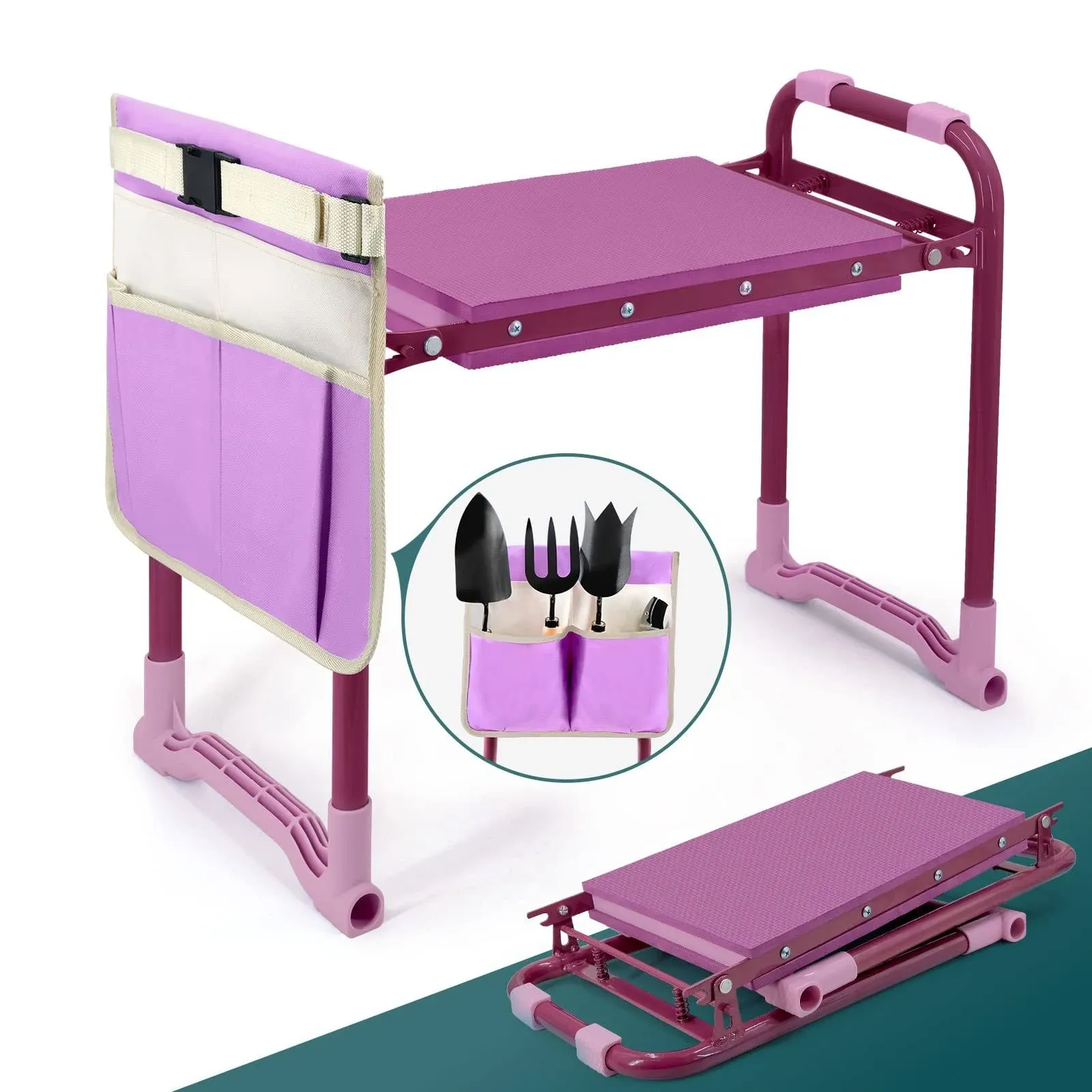 Byhagern Foldable Garden Kneeler and Seat,Portable Garden Kneeler Stool