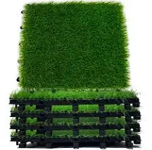 Interlocking Grass Deck Tiles 8 Pack - 12 x 12 Turf Tiles | Snap On Tile Floo...