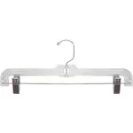 NAHANCO 600RCLH Plastic Skirt/Pant Hanger with Long Metal Swivel Hook and Pinch Clips, Heavy Weight, 14", Clear (Pack of 100)