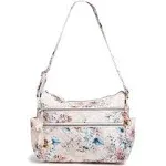 Vera Bradley : Triple Zip Shoulder Bag in Peach Blossom Bouquet