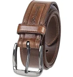 Columbia Men's Classic Logo Belt-Casual Dress with Single Prong Buckle for Jeans Khakis