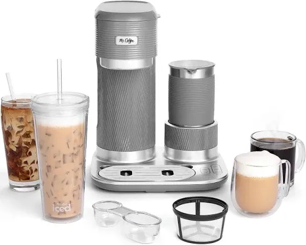 Mr. Coffee 4-in-1 Single-Serve Latte Lux, Iced, and Hot Coffee Maker with Milk