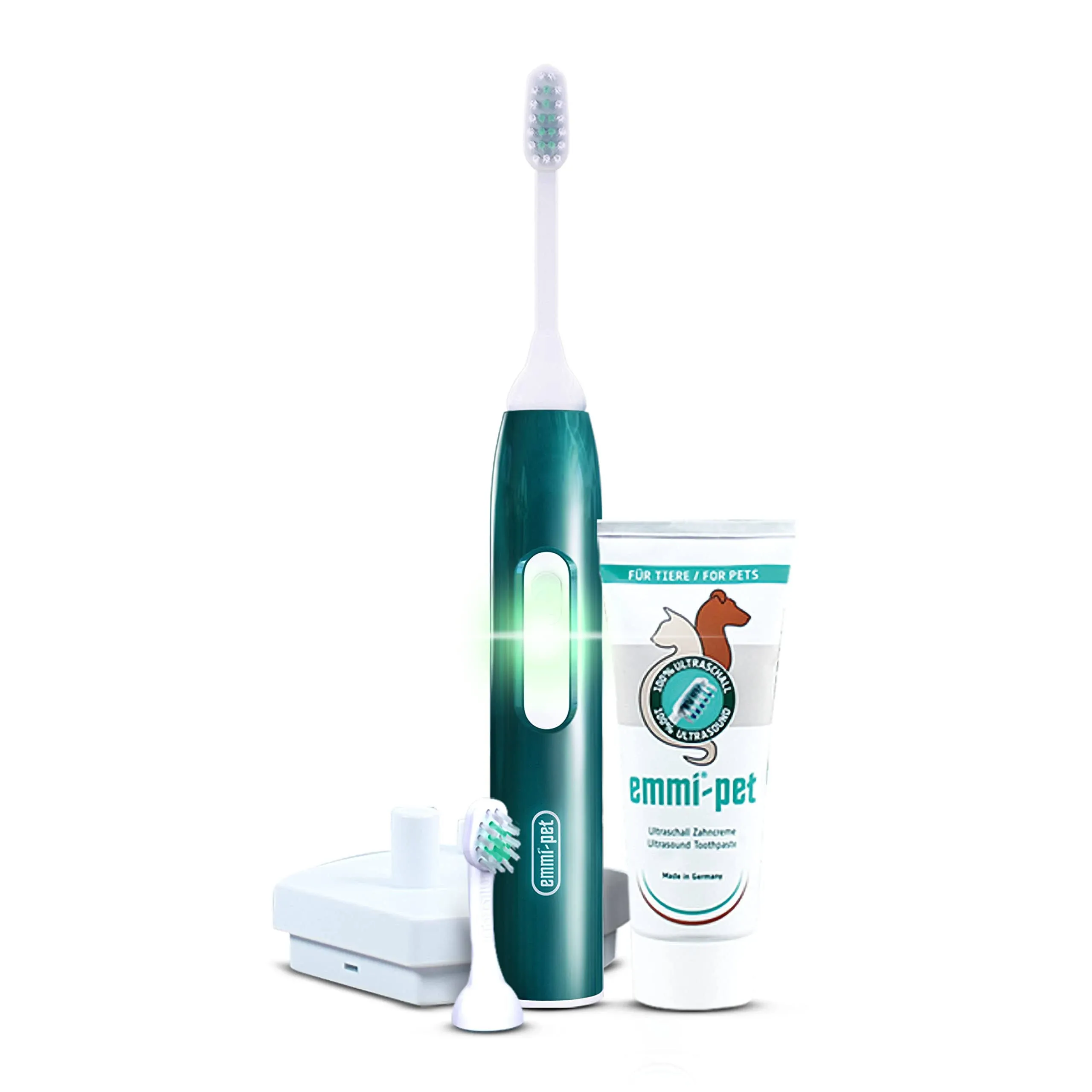 Electric Toothbrush Set 1.0 for Pets. 100% Ultrasound deep-Cleans Completely Silently, Without Vibrations and Pain-Free. Fights Plaque, Tartar, Gum Disease and Bad Breath. Rechargeable.