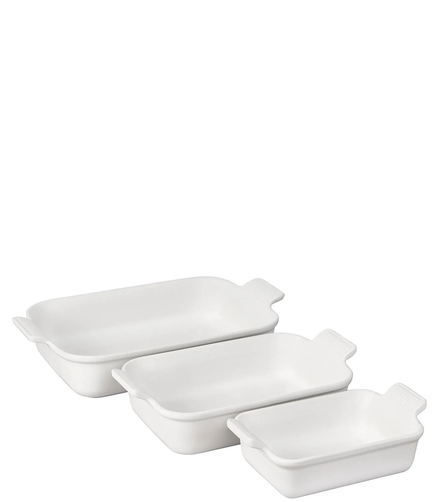 Le Creuset The Heritage Set of 3 Rectangular Baking Dishes in White