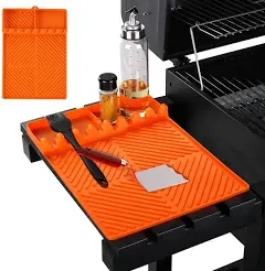 Silicone Grill Mat for Blackstone Griddle Cover 16" x 11.5" Heat Resistant Silicone Griddle Cover Spatula Mat with Drip Pad BBQ Utensils Holder