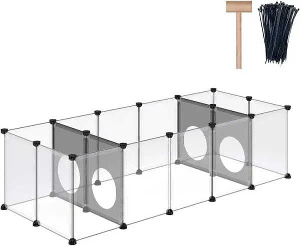 DINMO Rabbit Playpen, Guinea Pig Cages, Hamster Cages, Interesting Game Holes Design for Small Animal, Bunny, Ferret, Hedgehog, DIY, Expanded, Portable, Exercise Fence, 61.4 x 25.4 x 16.4 inches