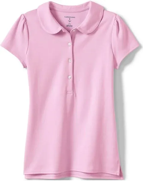 Lands' End Girls Short Sleeve Peter Pan Collar Polo Shirt