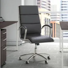 Bush Business Furniture Modelo High Back Leather Executive Office Chair in Black | Ergonomic Seating Solution for Personal Computer Workstation