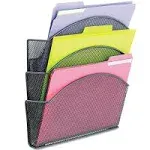 Safco Onyx Magnetic Mesh Panel Accessories, 3 File Pocket, 13 x 4 1/3 x 13 1/2. Black