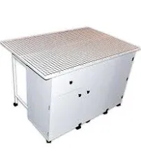 Sullivans Quilter's Design Fold Out Melamine Table with Gridded Surface, Smooth-Rolling and Lockable Casters - White - N/A