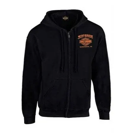 Harley-Davidso<wbr/>n Men&#039;s Custom Freedom Fleece Full-Zip Hoodie - Solid Black