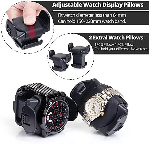 Watch Winder, Adjustable Upgraded Watch Pillows, 8 Winding Carbon Fiber