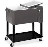 Best Choice Products 80-Quart Outdoor Steel Rolling Cooler Cart Gray