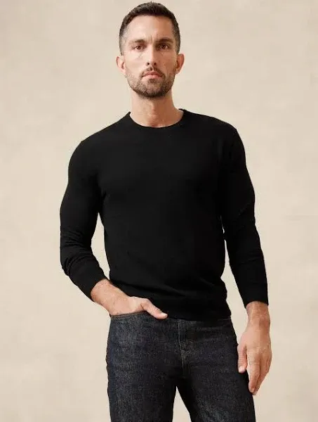 Men's Merino Wool Sweater Black Regular Size XL