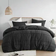 Comfort Spaces Soft Washed Pleated Duvet Cover Set - King, Neutral