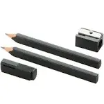 Moleskine Set of 2 Black Pencils and Sharpener, Black, Large Point (3.0 MM),