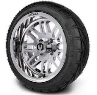 MODZ 14&#034; Mayhem Chrome Golf Cart Wheels &amp; MODZ Guardian Tires 205/30-14