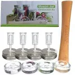 Complete Mason Jar Fermentation Kit - Sauerkraut Pounder + 4pc Glass Weights + 4pc water airlocks Easy Wide Mouth Jars Vegetable Fermenting Set -Suitable for 86MM mason jar (Jars Not Included)