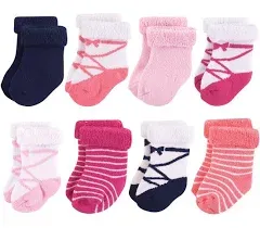 Hudson Baby Baby Girls' Cotton Rich Newborn and Terry Socks