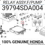 39794SDA004 Honda Relay Assembly F/pump