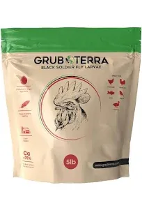 GrubTerra Golden Dried Black Soldier Fly Larvae - Premium Supplement to Increase Egg Production for Chicken Treats, Bird Feed, Chicken Feeder, Pet Bird Food, and Chicken Feed (2lb)