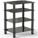 Fitueyes 4-Tier Media Stand Audio/Video Component Cabinet with Glass Shelf for /Apple TV/Xbox One/ps4 AS406001GB