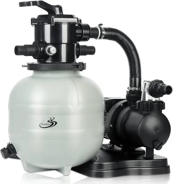 BlueBay Sand Filter Pump for Above Ground Pool,13" Pool Sand Filter 1/3HP, 1850GPH, up to 10000 Gallons, 7-Way Valve, Easy Installation, Gray