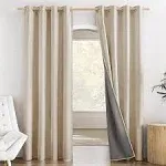 Nicetown 100% Blackout Linen Curtains for Living Room Full Room Darkening Thermal Insulated Noise Grommet Drapes