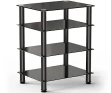 Fitueyes 4-tier Media Stand Audio/Video Component Cabinet with Glass Shelf for/Apple Tv/xbox One/ps4 As406001gb