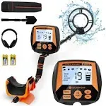 SUNPOW Professional Waterproof Metal Detector 10'' Depth Black Orange