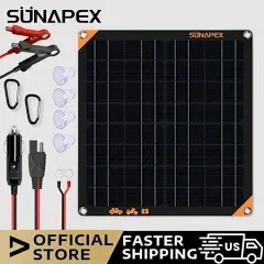 SUNAPEX 20W 12V Solar Panel Battery Charger Maintainer, Portable Waterproof Solar Trickle Charger with Built-in Charge Controller, Cig Plug, Alligator Clips, O-Rings for Car, Truck,Tractor, Boat, etc