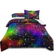 Boys Bedding Comforters Sets Queen Rainbow Galaxy Bed Set