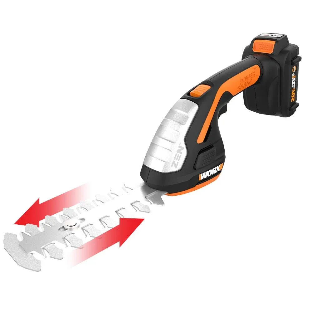 Worx WG801 20V Cordless 4" Shear and 8" Shrubber Trimmer