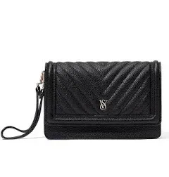 NWT! SIGNATURE VICTORIA'S SECRET BLACK V-QUILT CLUTCH/WALLET