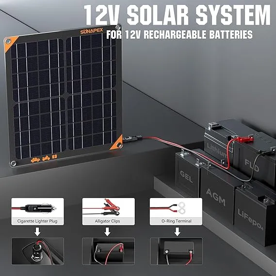 SUNAPEX 20W Solar Car Battery Trickle Charger & Maintainer