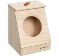 Navaris Hay Feeder for Rabbit - Wood Hay Holder for Small or Medium Rabbits, Bunny, Guinea Pig - Wooden Animal Feed Food Box with Cute Carrot Design