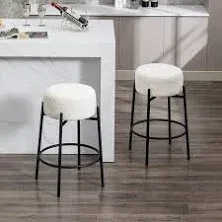 Zesthouse 26.7 inch Swivel Counter Stools Set Modern Boucle Counter Height Bar Stools